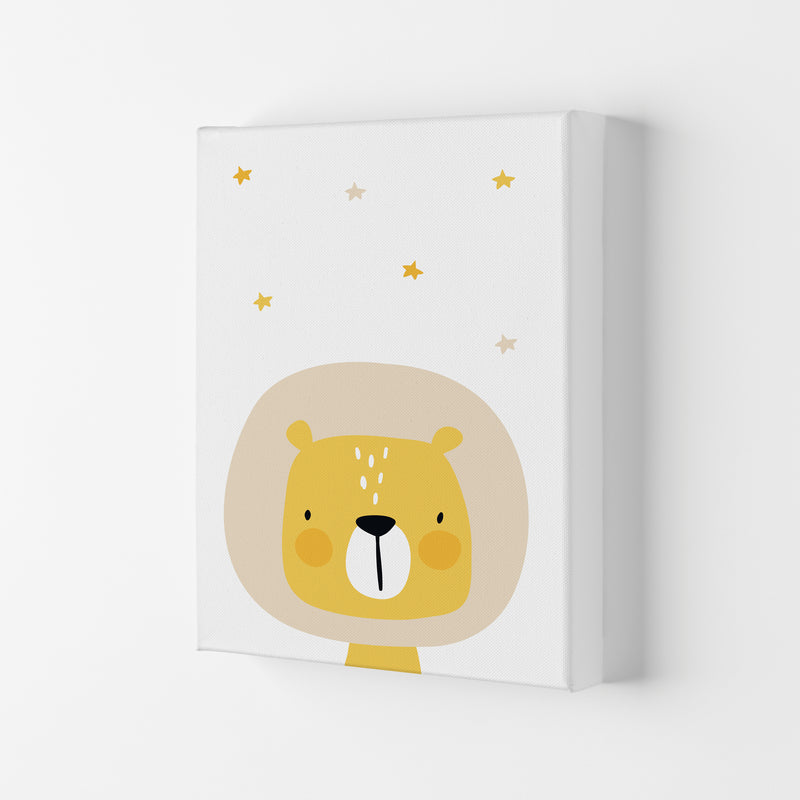 Scandi Lion And Stars Framed Nursey Wall Art Print Canvas