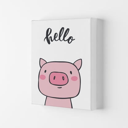 Hello Pig Modern Print Animal Art Print Canvas