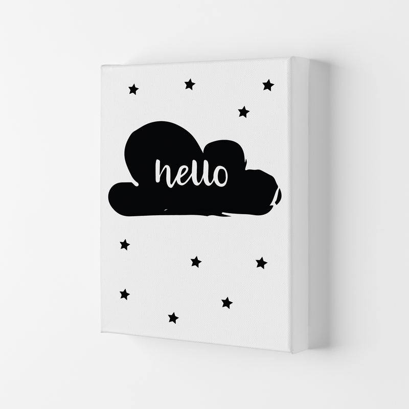 Hello Cloud Black Framed Nursey Wall Art Print Canvas
