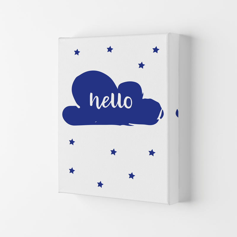 Hello Cloud Navy Framed Nursey Wall Art Print Canvas