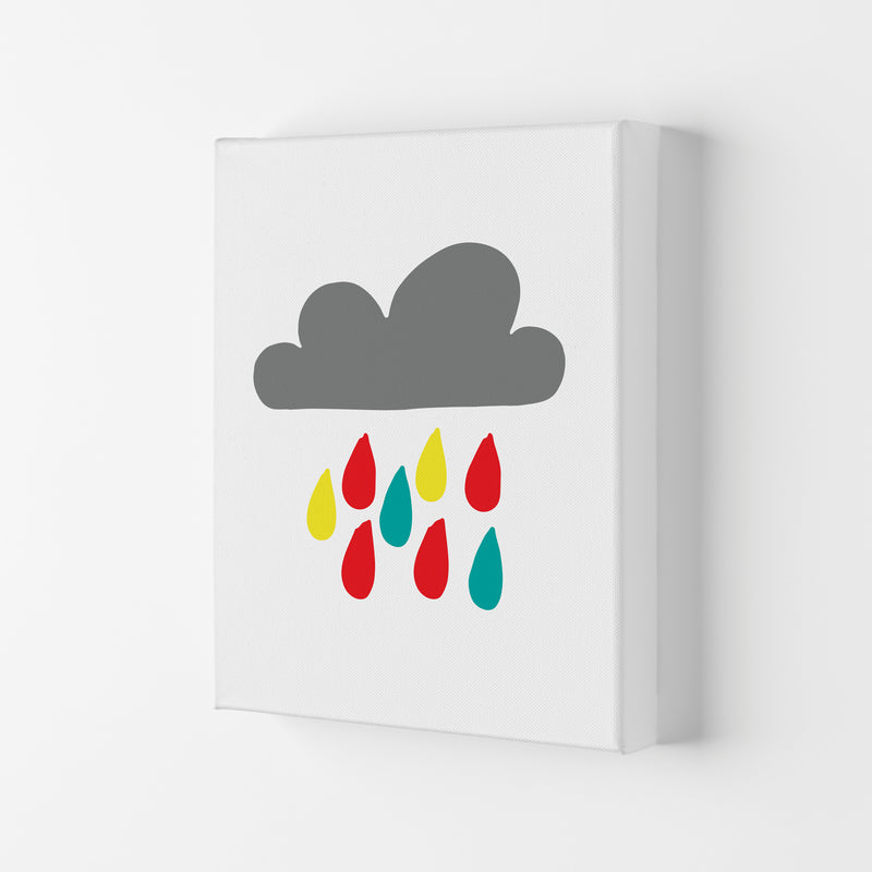 Grey Rain Cloud Framed Nursey Wall Art Print Canvas