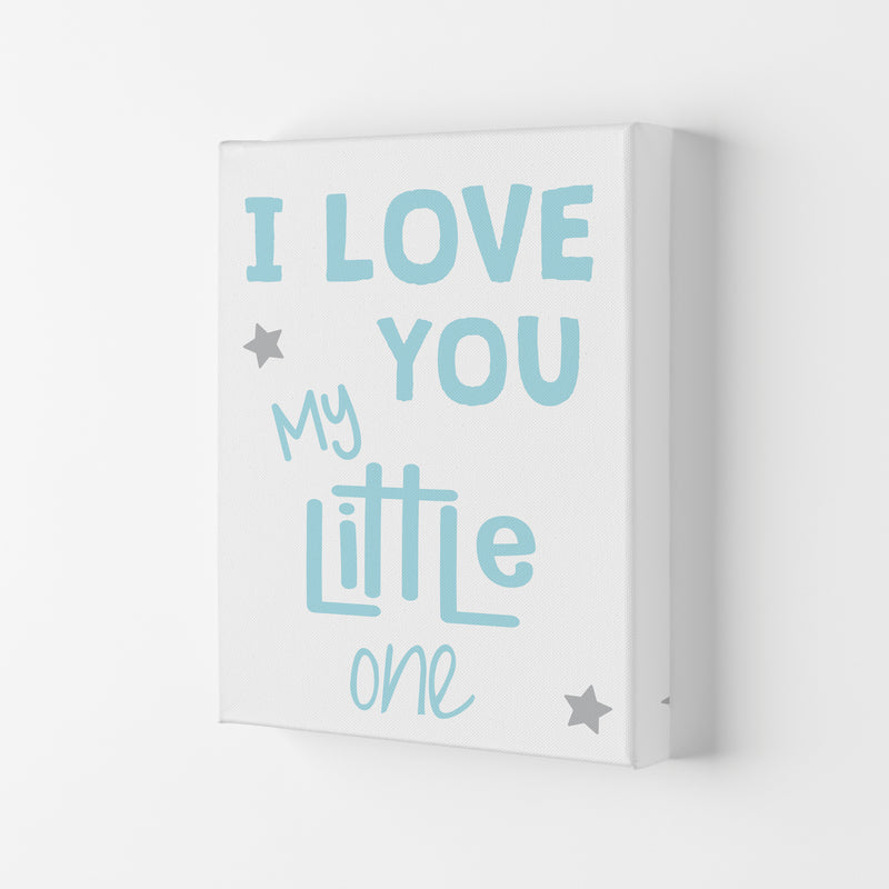 I Love You Little One Blue Framed Nursey Wall Art Print Canvas