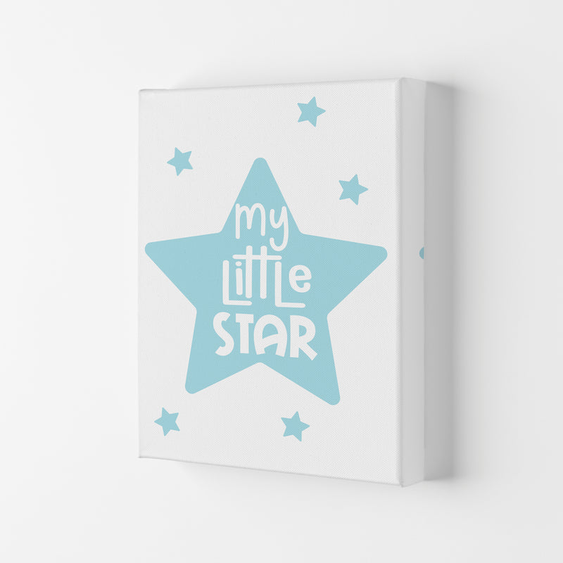 My Little Star Blue Framed Nursey Wall Art Print Canvas