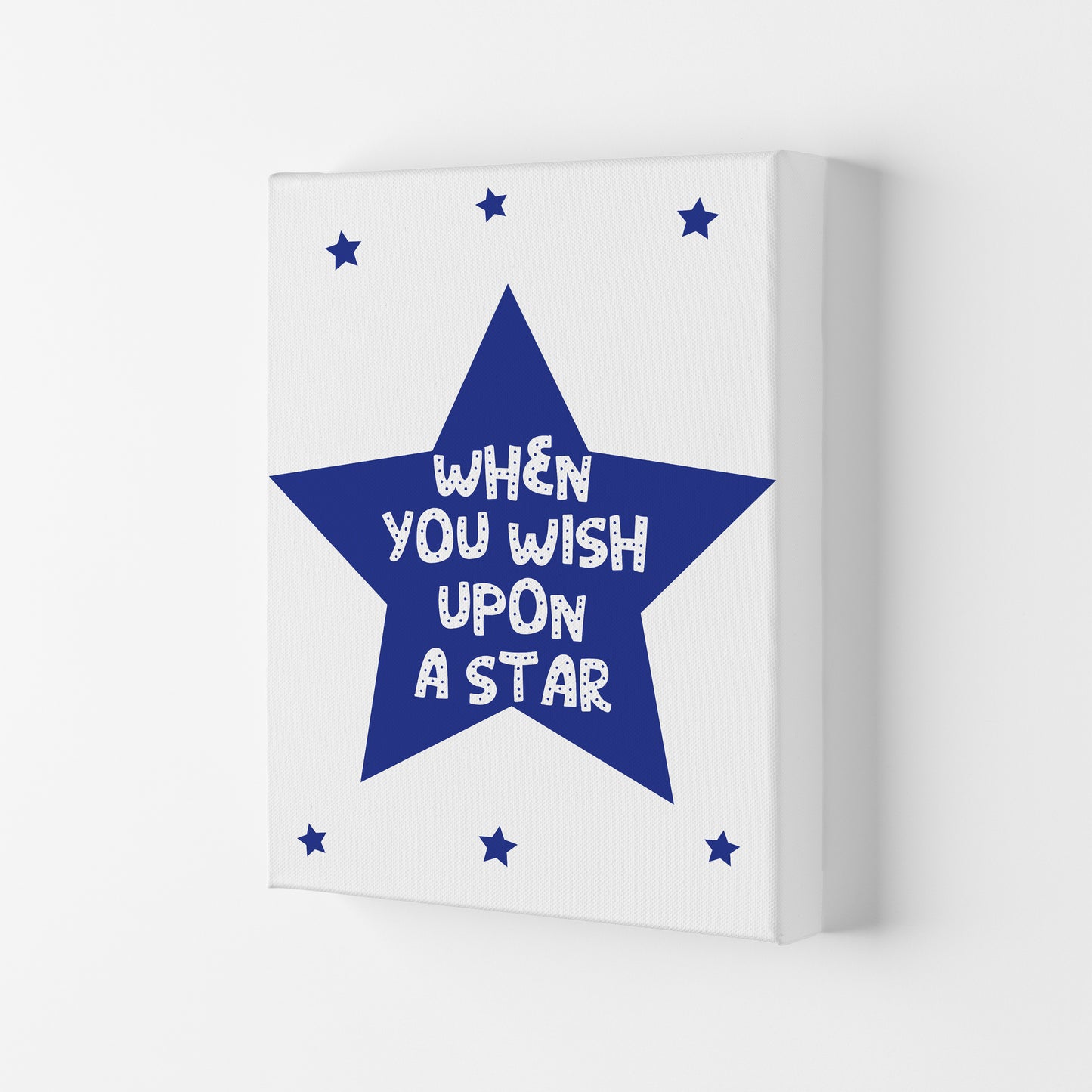 Wish Upon A Star Navy Framed Nursey Wall Art Print Canvas