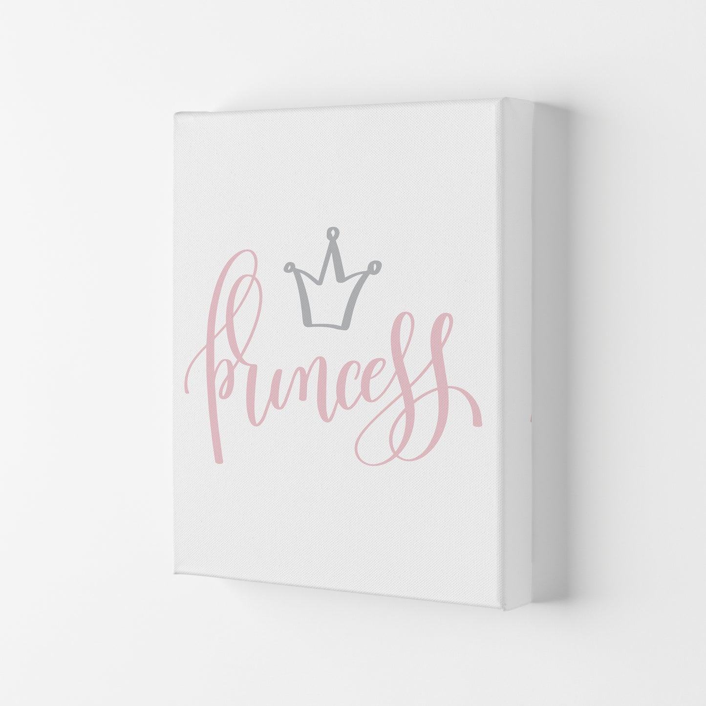Princess Pink And Grey Framed Nursey Wall Art Print Canvas