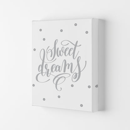 Sweet Dreams Grey Framed Nursey Wall Art Print Canvas