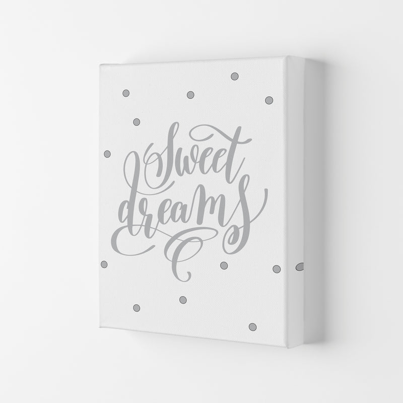 Sweet Dreams Grey Framed Nursey Wall Art Print Canvas