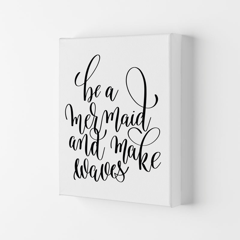 Be A Mermaid Black Framed Typography Wall Art Print Canvas