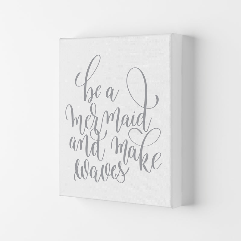 Be A Mermaid Grey Framed Typography Wall Art Print Canvas