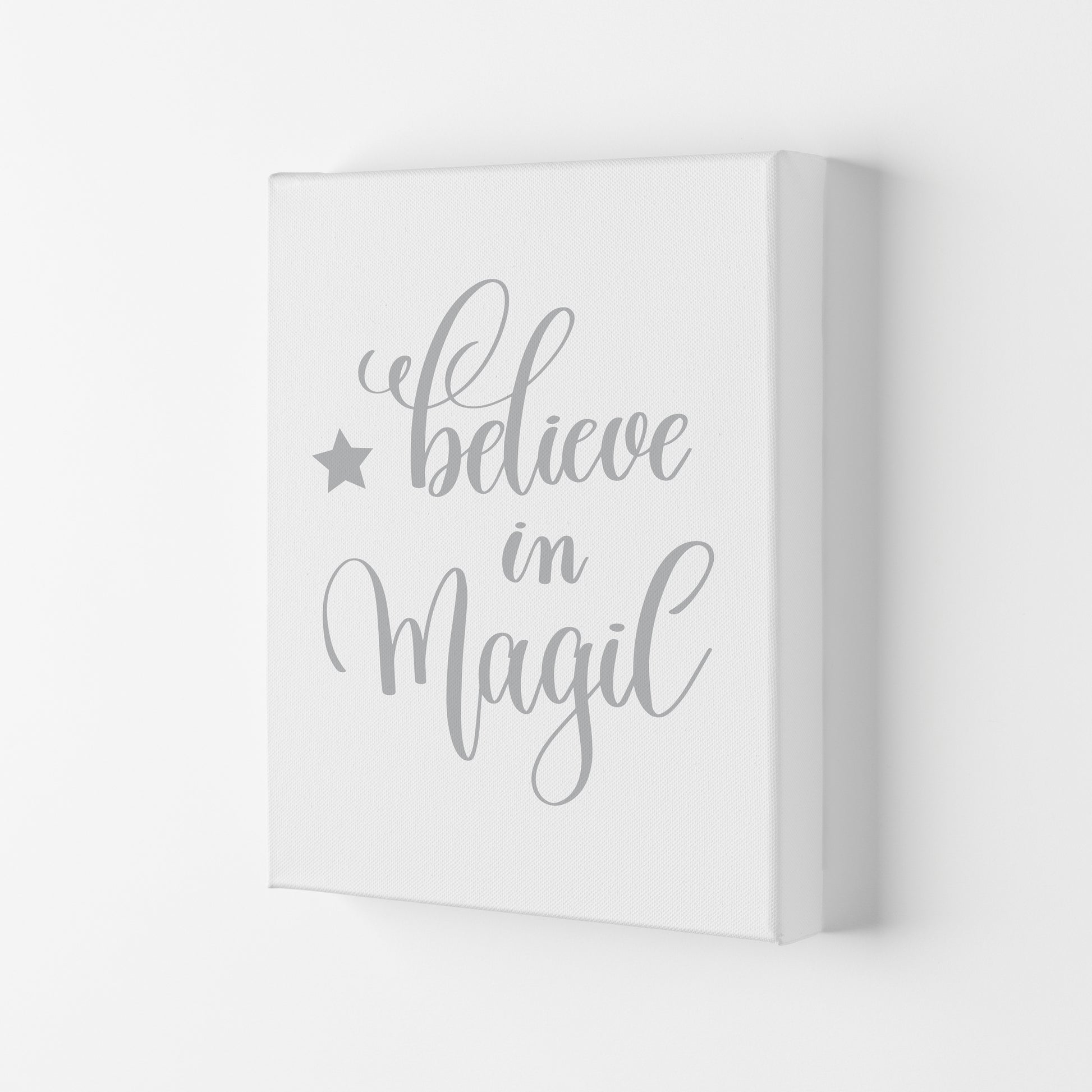 Believe In Magic Grey Framed Typography Wall Art Print Canvas