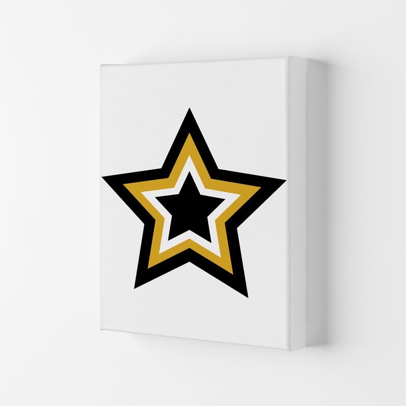 Mustard And Black Layered Star Modern Print Canvas