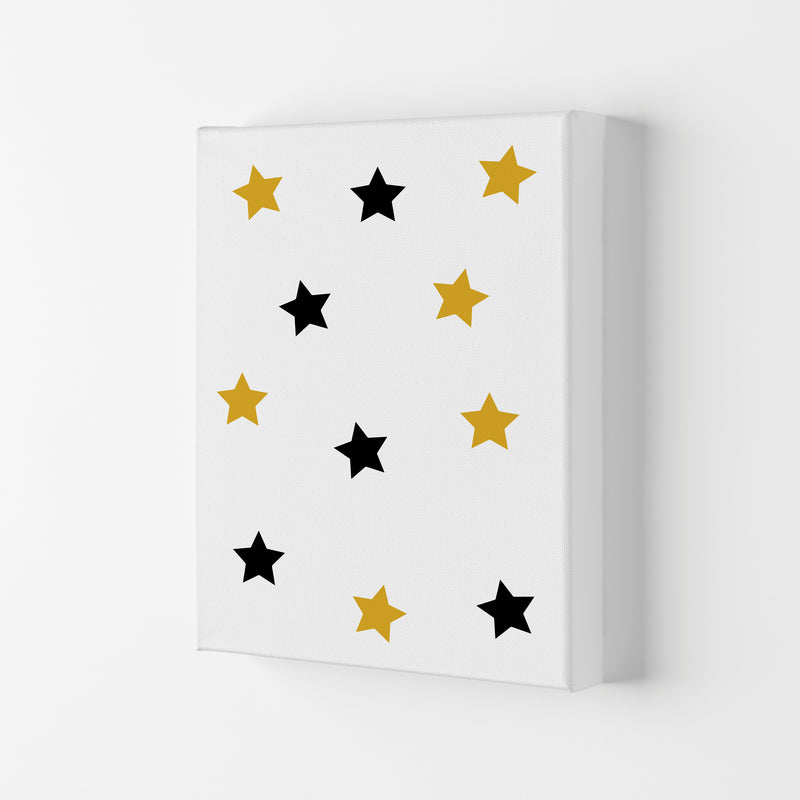 Mustard And Black Stars Modern Print Canvas