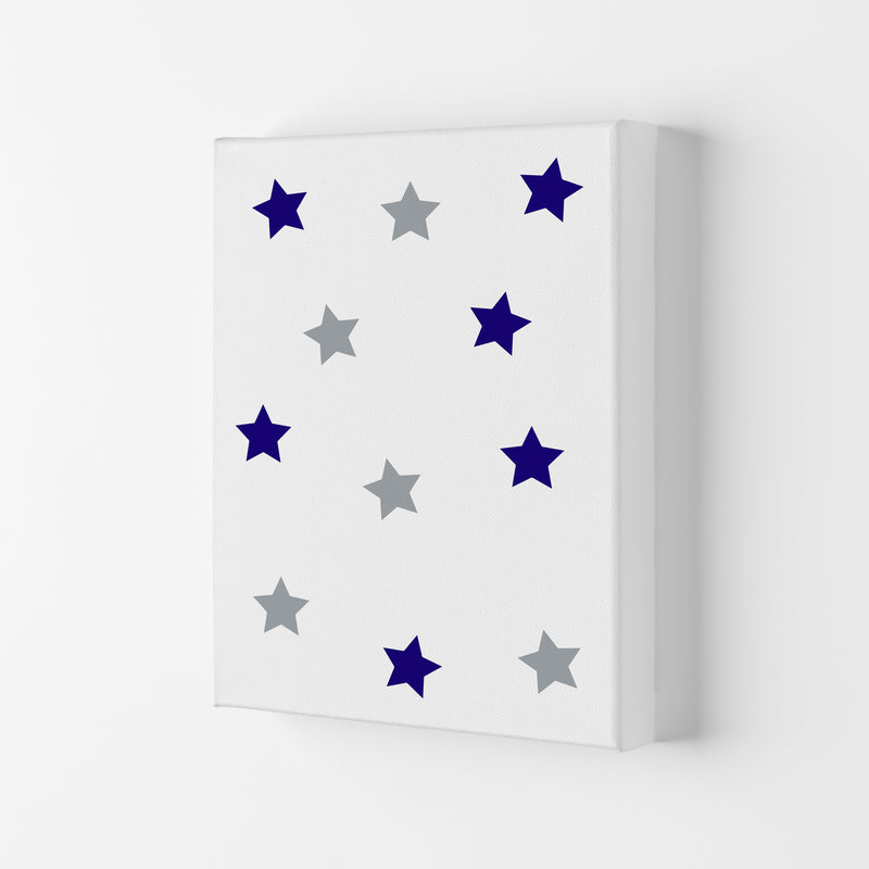 Navy And Grey Stars Modern Print Canvas