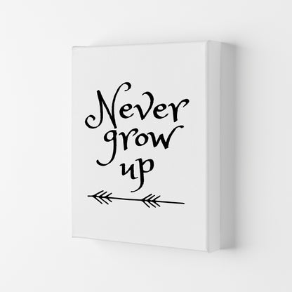 Never Grow Up Black Framed Nursey Wall Art Print Canvas