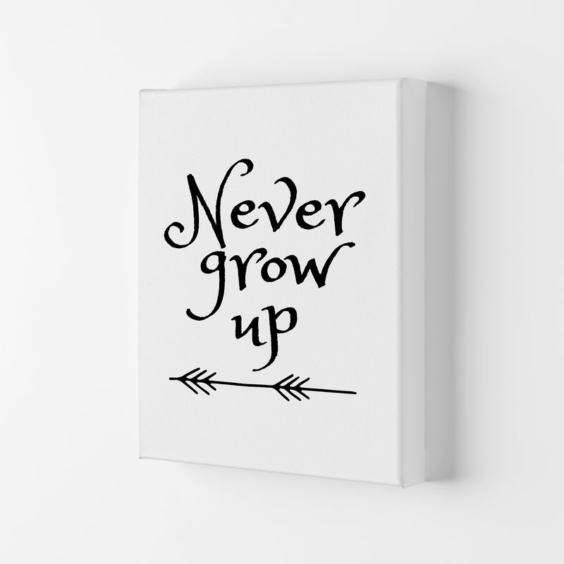 Never Grow Up Black Framed Nursey Wall Art Print Canvas