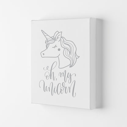 Oh My Unicorn Grey Framed Nursey Wall Art Print Canvas