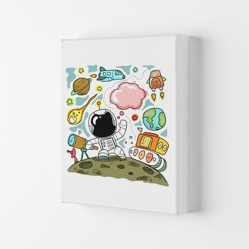 Space Illustration Framed Nursey Wall Art Print Canvas
