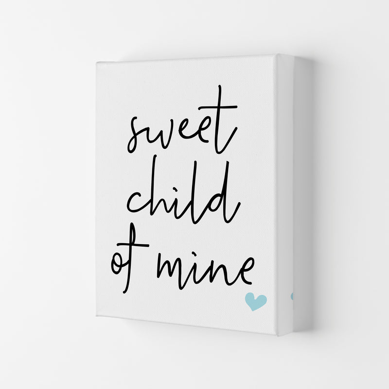 Sweet Child Of Mine Blue Framed Nursey Wall Art Print Canvas