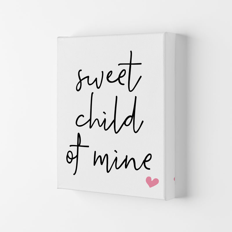 Sweet Child Of Mine Pink Framed Nursey Wall Art Print Canvas