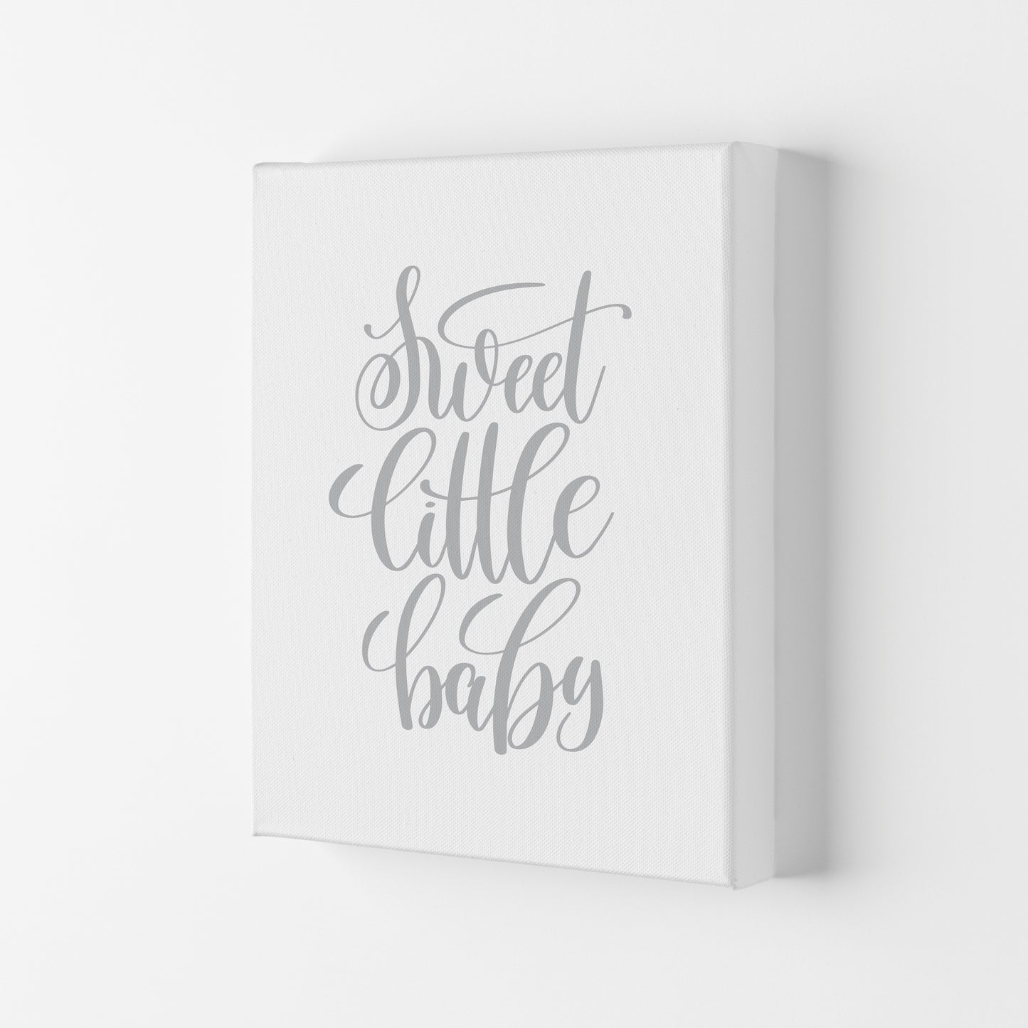Sweet Little Baby Grey Framed Nursey Wall Art Print Canvas