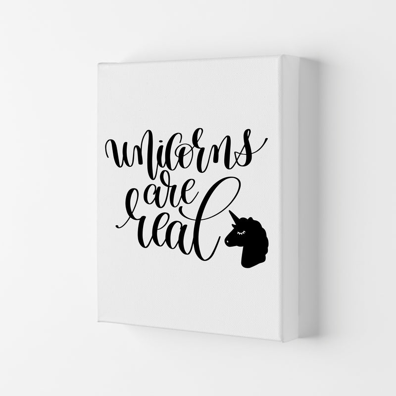 Unicorns Are Real Black Framed Nursey Wall Art Print Canvas