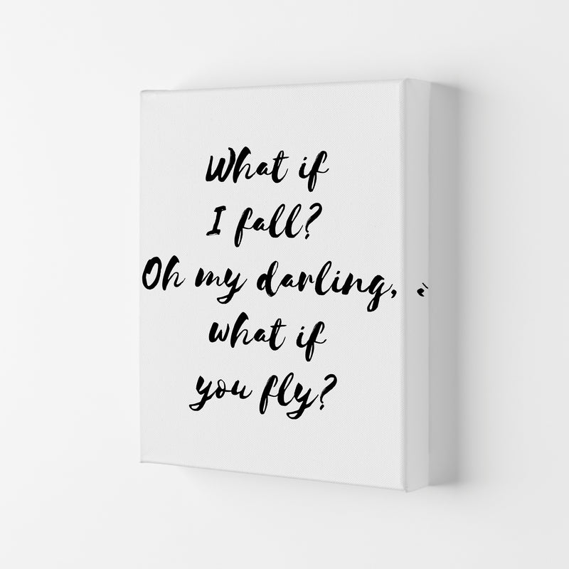 What If I Fall? Black Modern Print Canvas