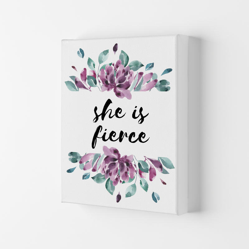 She Is Fierce Purple Floral Modern Print Canvas