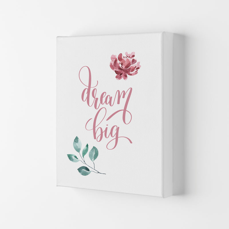 Dream Big Pink Floral Framed Typography Wall Art Print Canvas