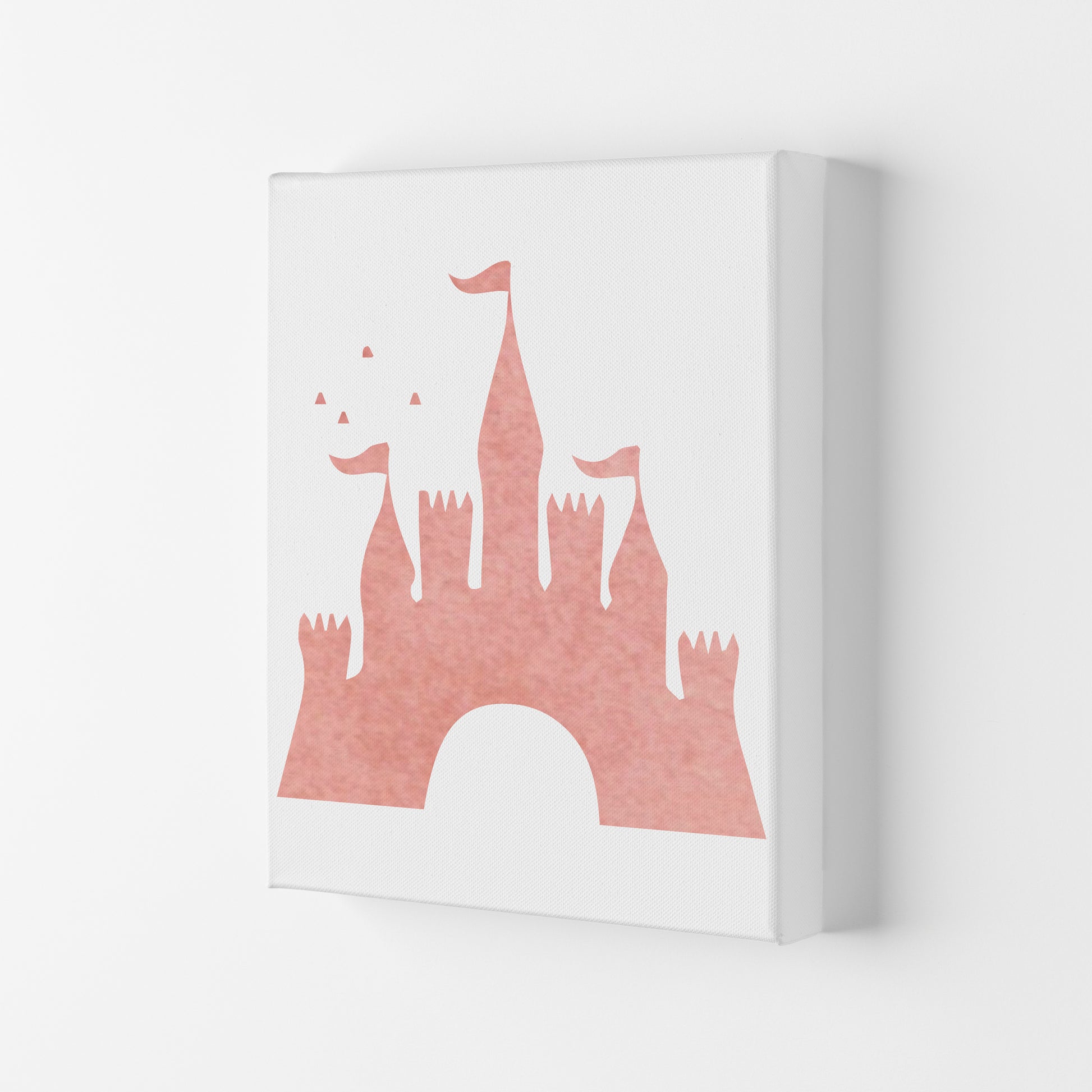 Peach Castle Watercolour Modern Print Canvas