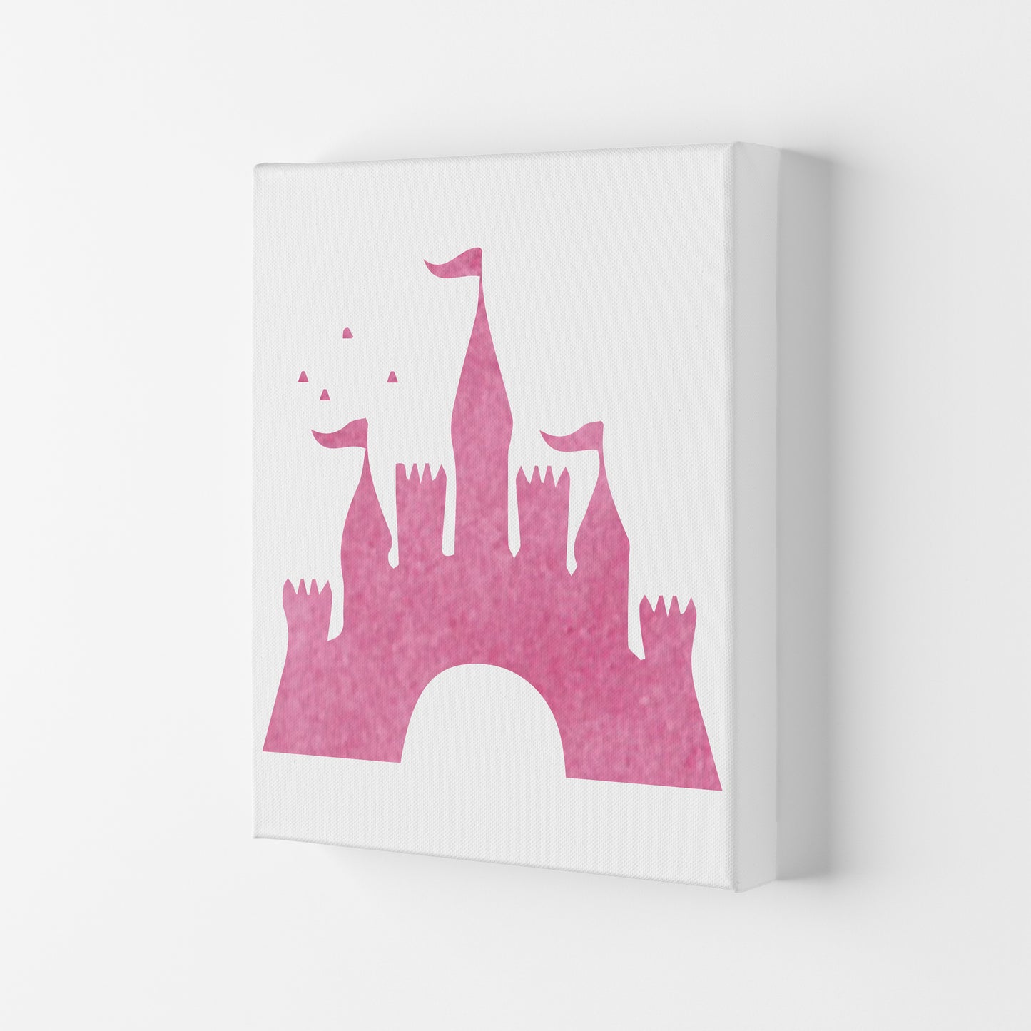 Pink Castle Watercolour Modern Print Canvas