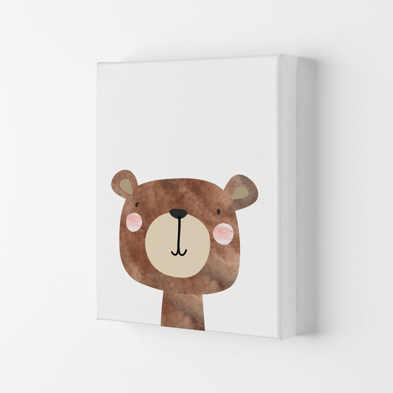 Scandi Brown Bear Watercolour Framed Nursey Wall Art Print Canvas