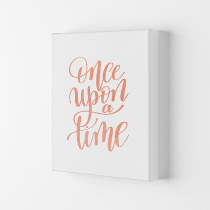 Once Upon A Time Peach Watercolour Framed Typography Wall Art Print Canvas