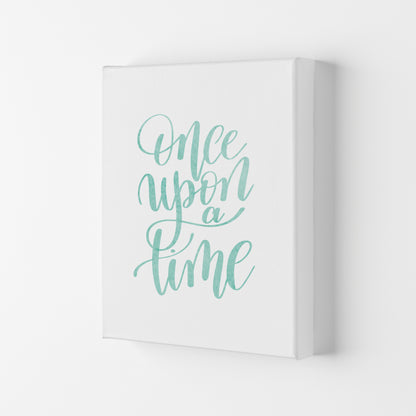 Once Upon A Time Mint Watercolour Framed Typography Wall Art Print Canvas