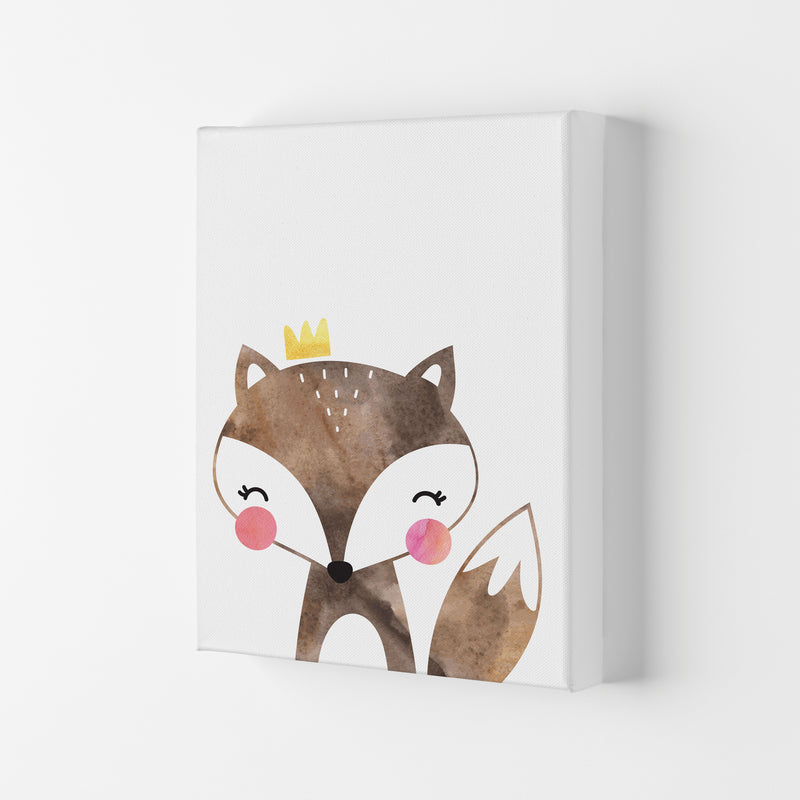 Scandi Brown Fox Watercolour Framed Nursey Wall Art Print Canvas