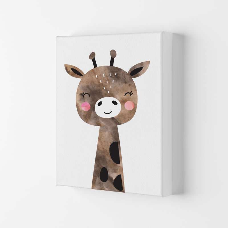 Scandi Brown Giraffe Watercolour Framed Nursey Wall Art Print Canvas