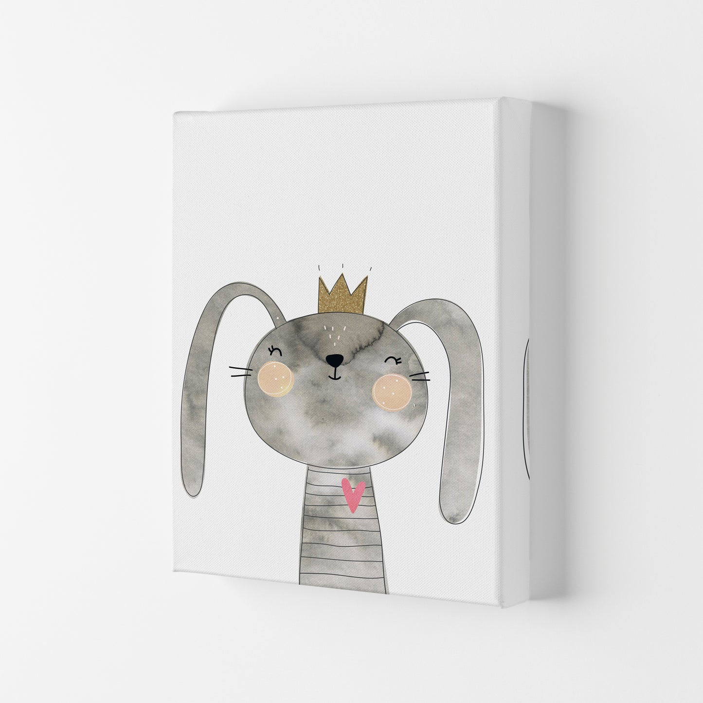 Scandi Grey Bunny Watercolour Framed Nursey Wall Art Print Canvas