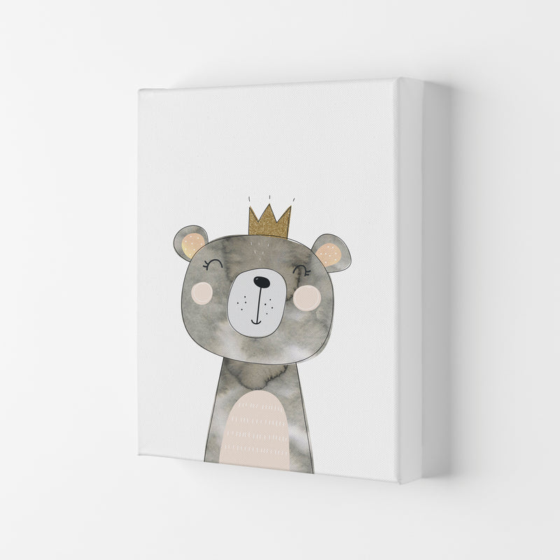 Scandi Grey Bear Watercolour Framed Nursey Wall Art Print Canvas