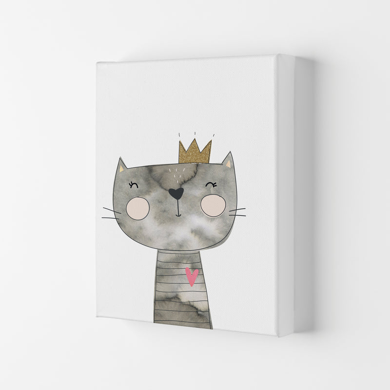 Scandi Grey Cat Watercolour Framed Nursey Wall Art Print Canvas