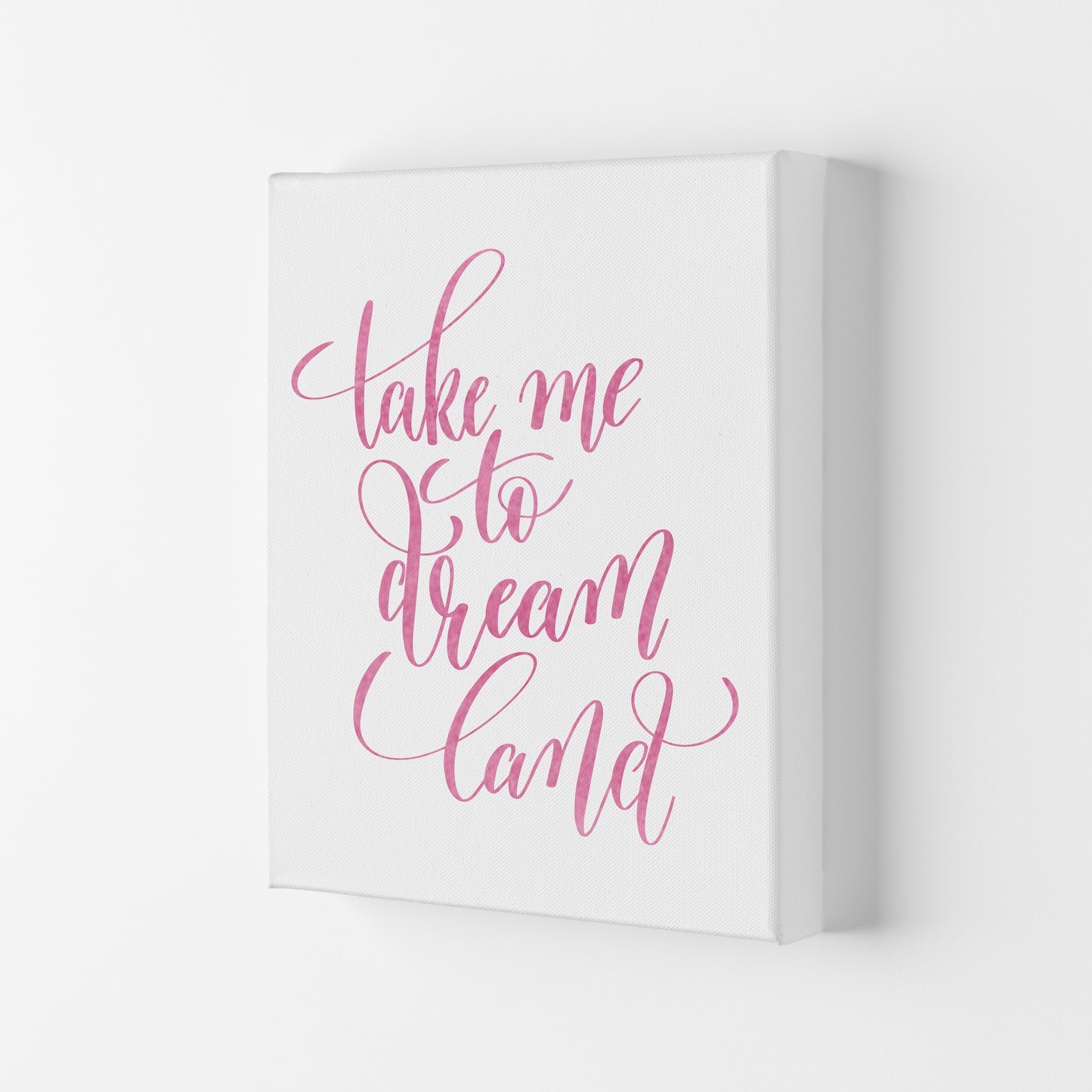 Take Me To Dreamland Pink Watercolour Modern Print Canvas