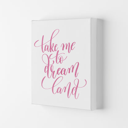 Take Me To Dreamland Pink Watercolour Modern Print Canvas