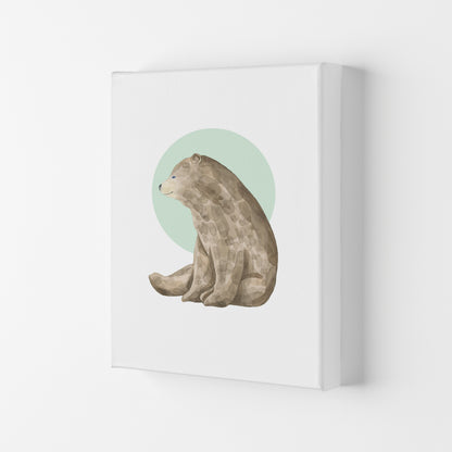 Watercolour Bear With Green Circle Modern Print Animal Art Print Canvas