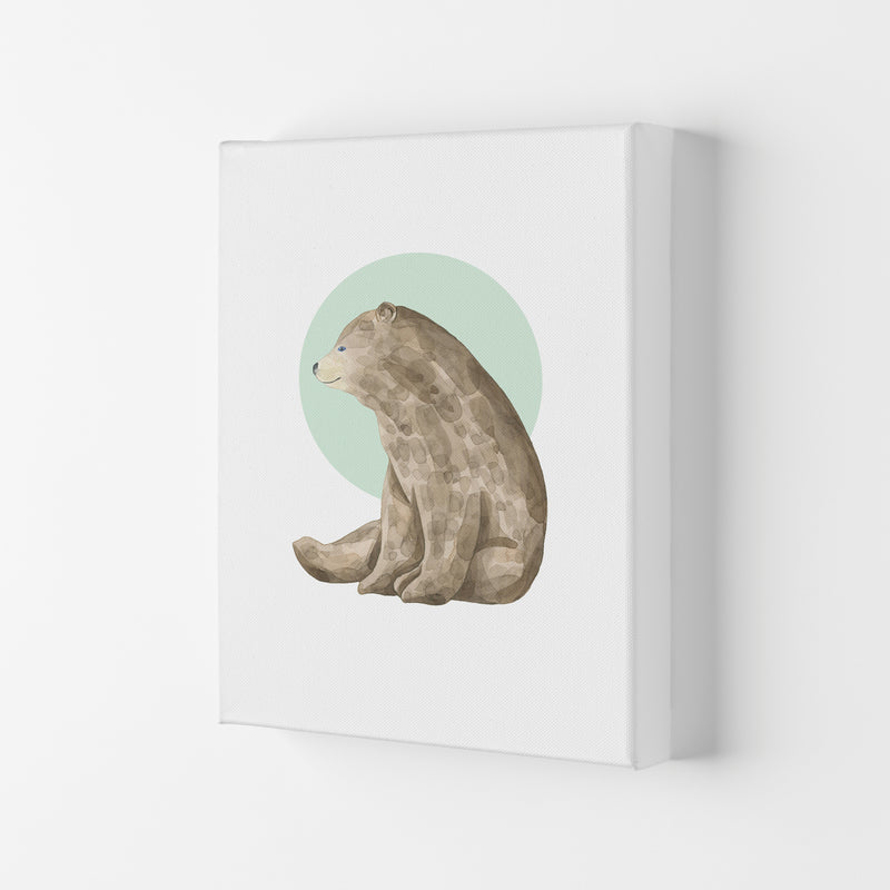 Watercolour Bear With Green Circle Modern Print Animal Art Print Canvas