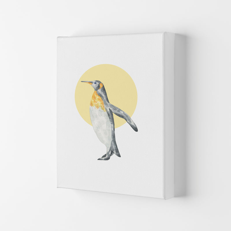 Watercolour Penguin With Yellow Circle Modern Print, Animal Art Print Canvas