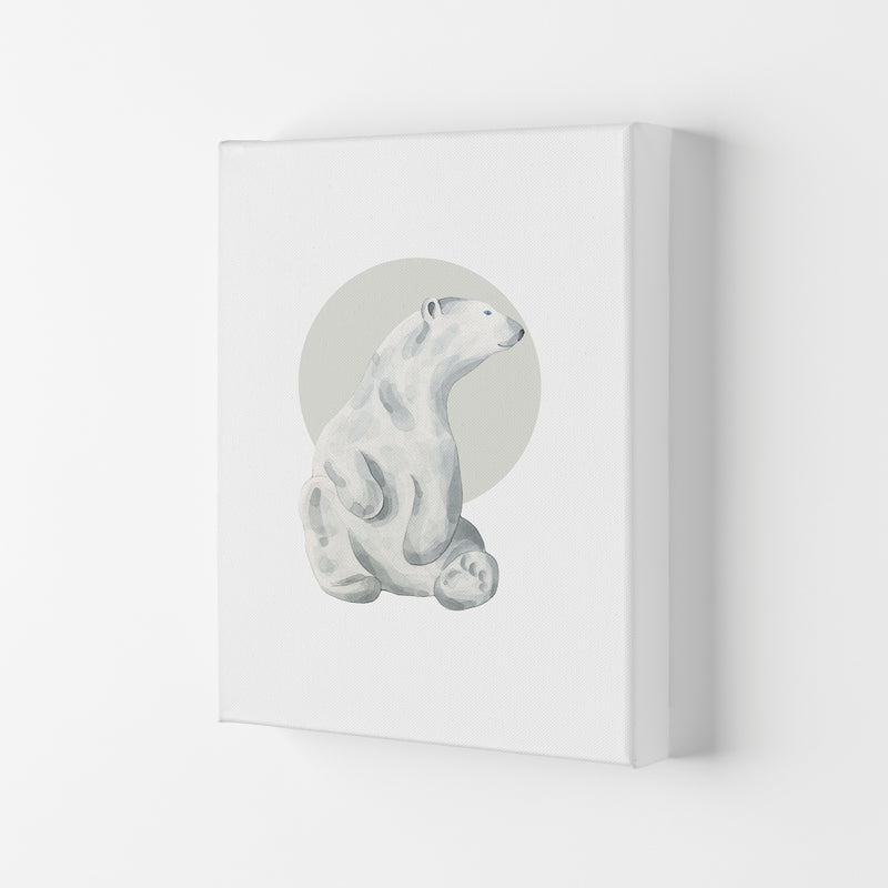 Watercolour Polar Bear With Grey Circle Modern Print, Animal Art Print Canvas