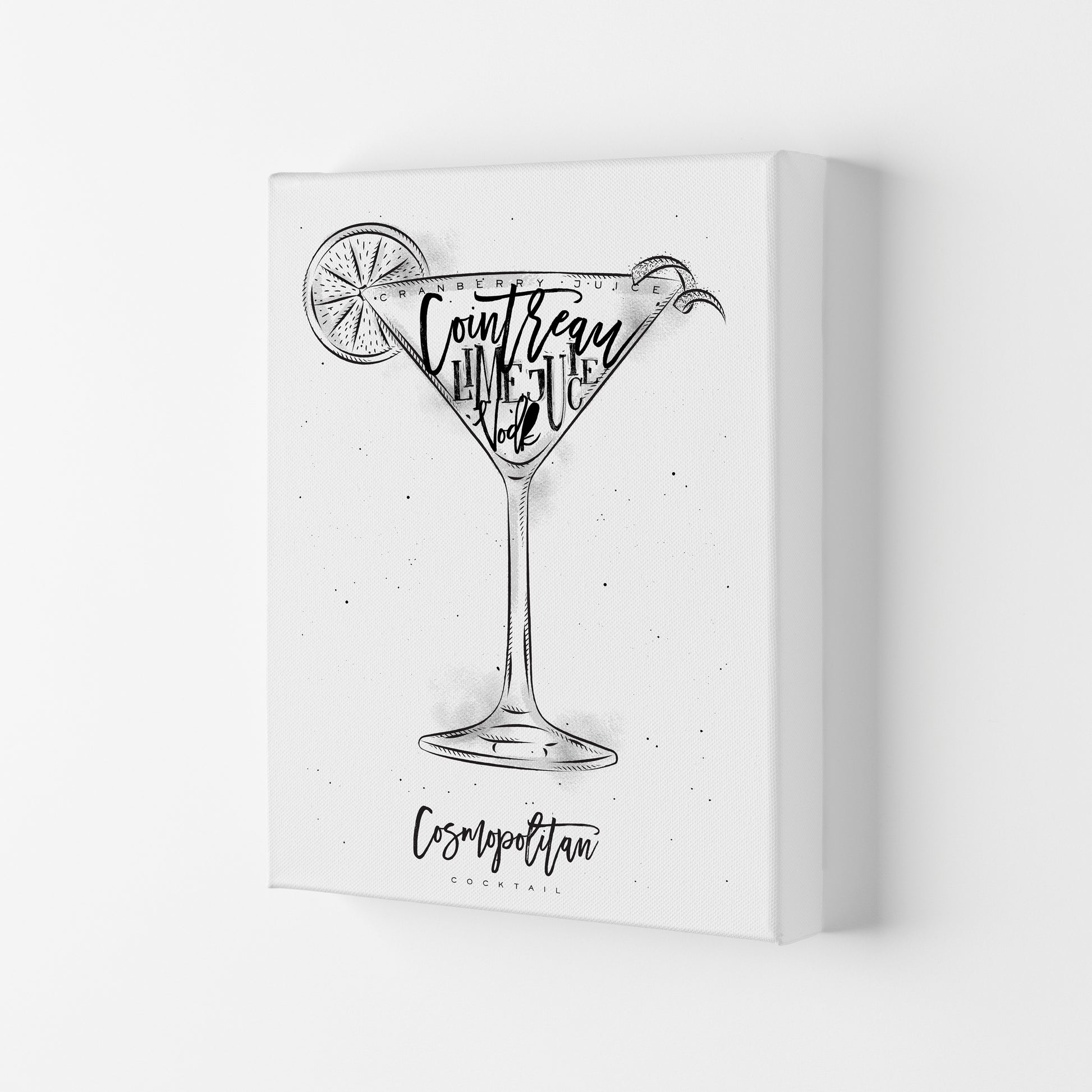 Cosmopolitan Cocktail Modern Print, Framed Kitchen Wall Art Canvas