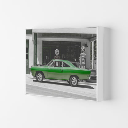 Green Car Modern Print Canvas