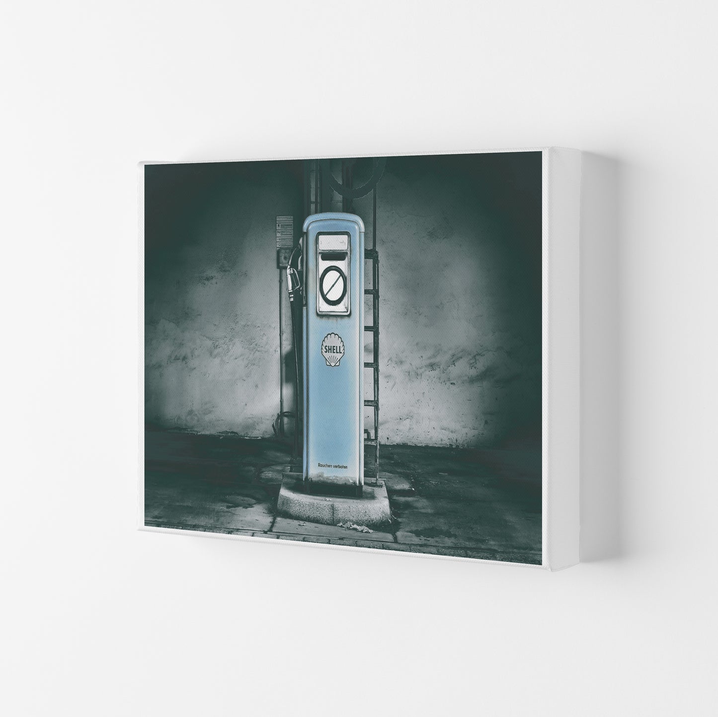 Little Blue Gas Pump Modern Print Canvas