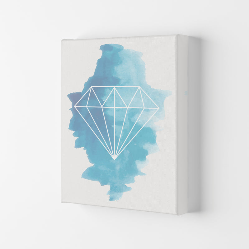 Geo Diamond Blue Watercolour Modern Print Canvas