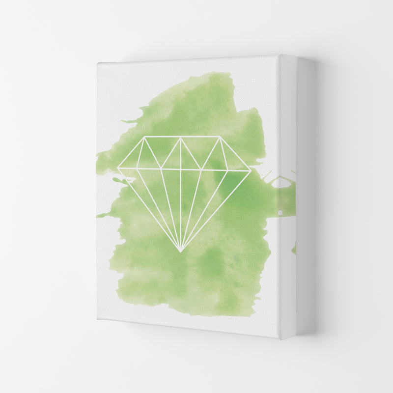 Geo Diamond Green Watercolour Modern Print Canvas