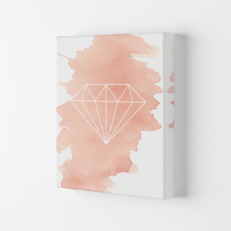 Geo Diamond Peach Watercolour Modern Print Canvas